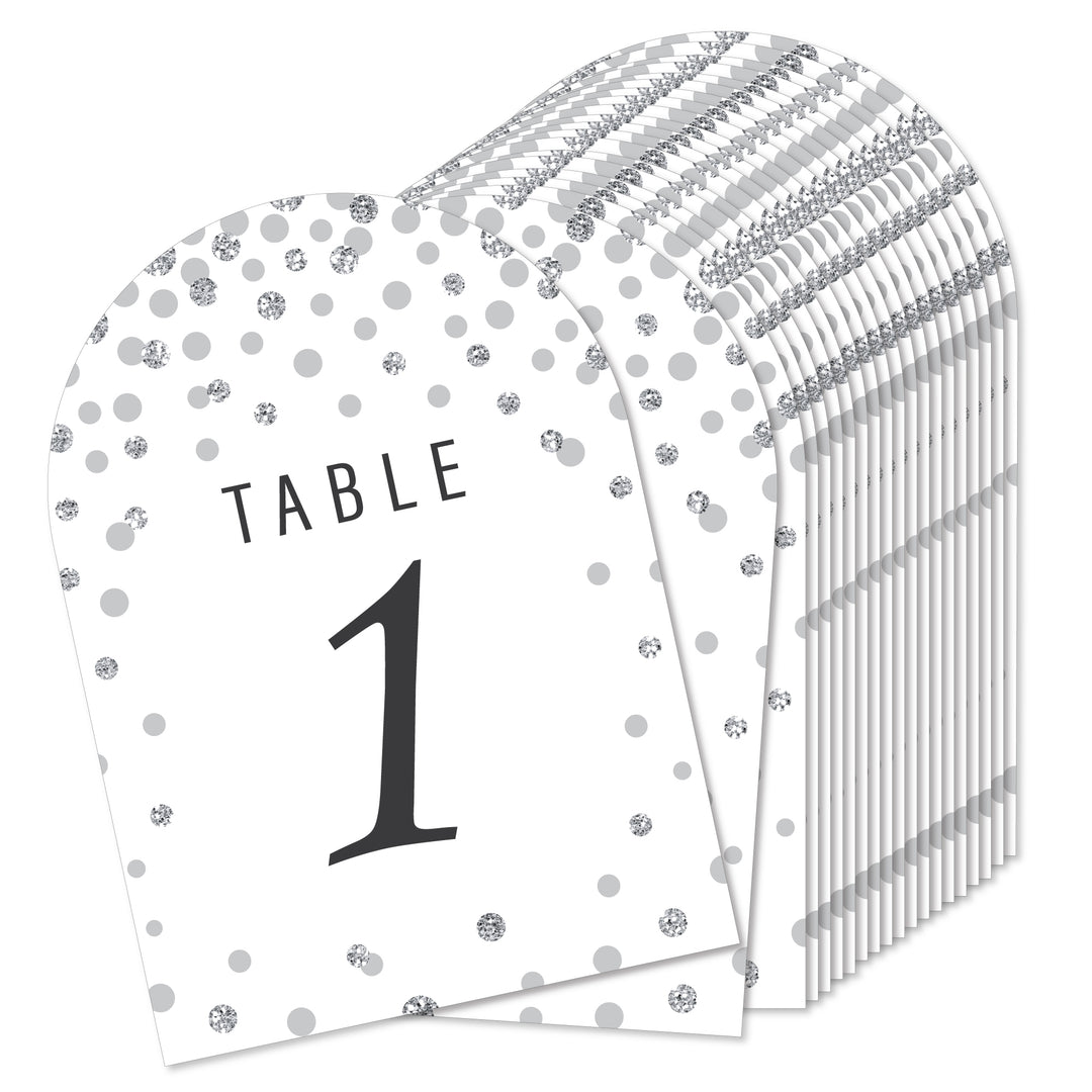 Silver Wedding - Wedding Receptions, Parties or Events Double-Sided 5 x 7 inches Cards - Table Numbers - 1-20