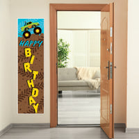 Smash and Crash - Monster Truck - Boy Birthday Party Front Door Decoration - Vertical Banner