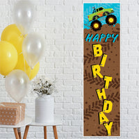 Smash and Crash - Monster Truck - Boy Birthday Party Front Door Decoration - Vertical Banner
