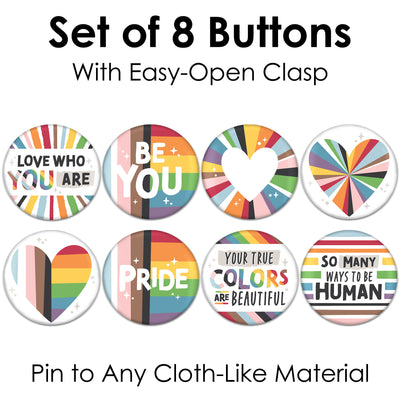 So Many Ways to Be Human - 3 inch Pride Party Badge - Pinback Buttons - Set of 8