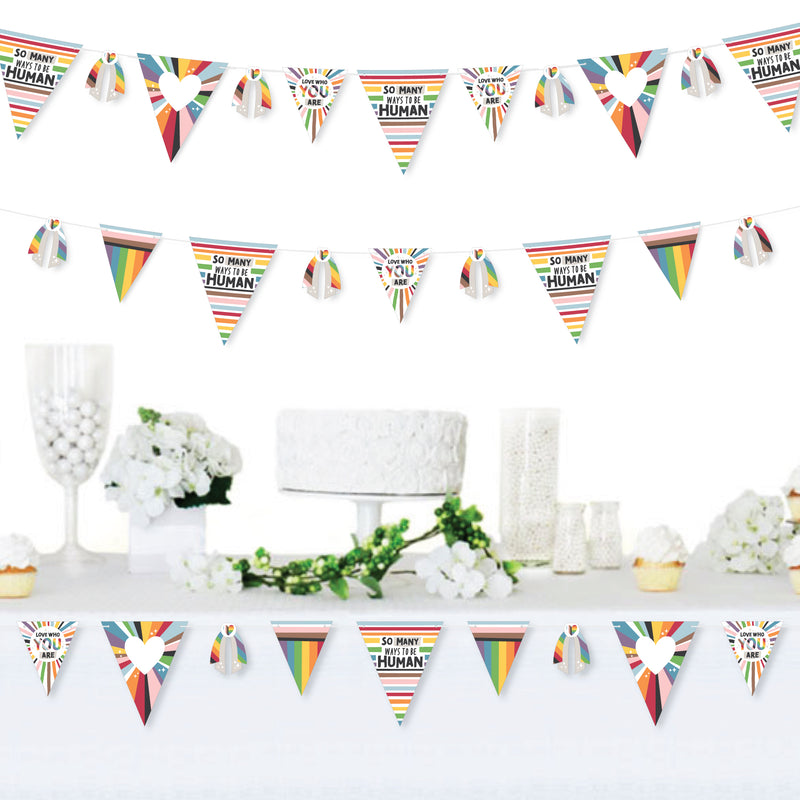 So Many Ways to Be Human - DIY Pride Party Pennant Garland Decoration - Triangle Banner - 30 Pieces