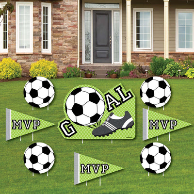 GOAAAL! - Soccer - Yard Sign & Outdoor Lawn Decorations - Baby Shower or Birthday Party Yard Signs - Set of 8