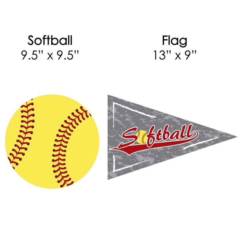 Grand Slam - Fastpitch Softball - Lawn Decorations - Outdoor Baby Shower or Birthday Party Yard Decorations - 10 Piece