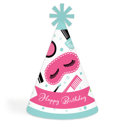 Spa Day - Cone Happy Birthday Party Hats for Kids and Adults - Set of 8 (Standard Size)