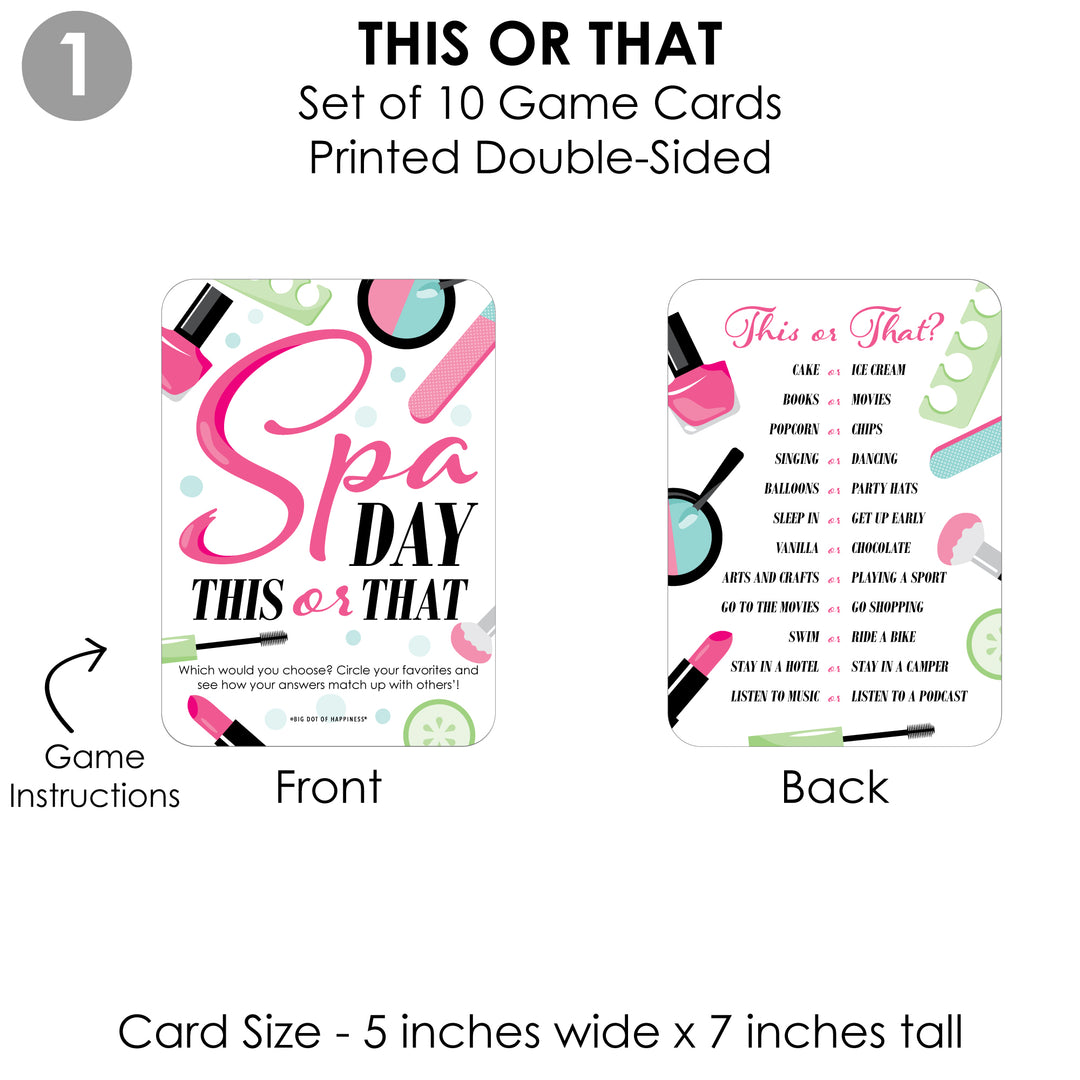Spa Day - 4 Girls Makeup Party Games - 10 Cards Each - Gamerific Bundle
