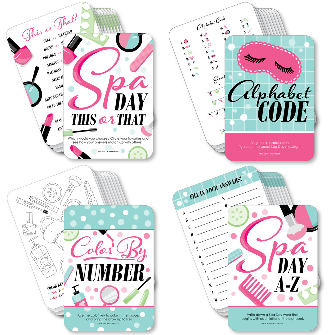 Spa Day - 4 Girls Makeup Party Games - 10 Cards Each - Gamerific Bundle