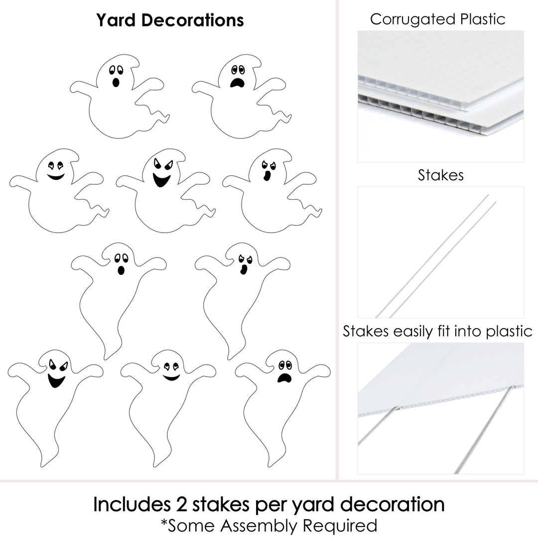 Spooky Ghost - Ghost Shape Lawn Decorations - Outdoor Halloween Yard Decorations - 10 Piece
