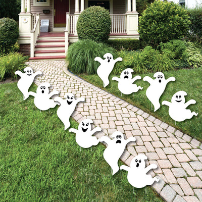 Spooky Ghost - Ghost Shape Lawn Decorations - Outdoor Halloween Yard Decorations - 10 Piece