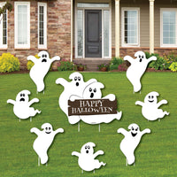 Spooky Ghost - Yard Sign & Outdoor Lawn Decorations - Halloween Party Yard Signs - Set of 8