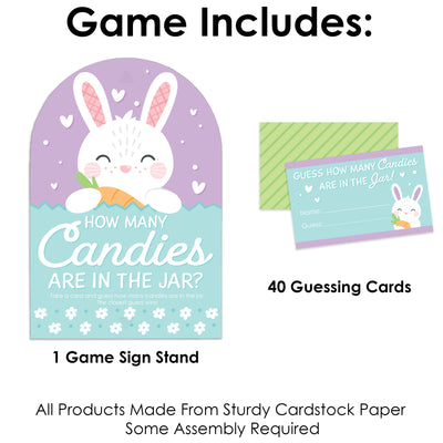 Spring Easter Bunny - How Many Candies Happy Easter Party Game - 1 Stand and 40 Cards - Candy Guessing Game