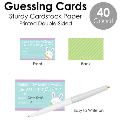 Spring Easter Bunny - How Many Candies Happy Easter Party Game - 1 Stand and 40 Cards - Candy Guessing Game