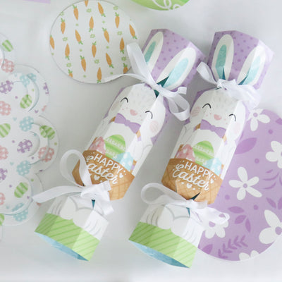Spring Easter Bunny - No Snap Happy Easter Party Table Favors - DIY Cracker Boxes - Set of 12