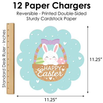 Spring Easter Bunny - Happy Easter Party Round Table Decorations - Paper Chargers - Place Setting For 12