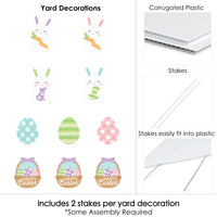 Spring Easter Bunny - Bunny, Egg, Basket Lawn Decorations - Outdoor Happy Easter Party Yard Decorations - 10 Piece