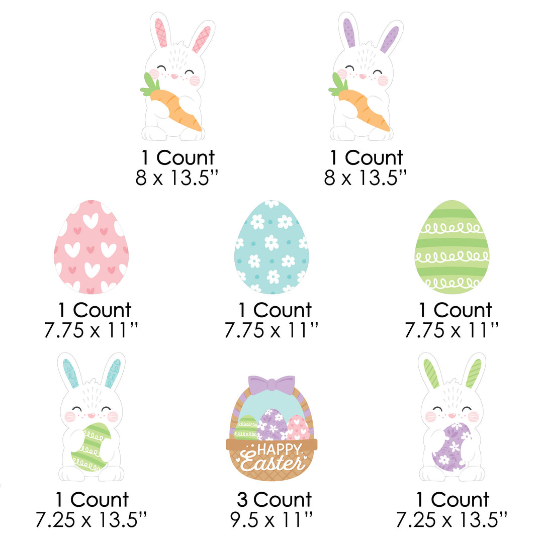 Spring Easter Bunny - Bunny, Egg, Basket Lawn Decorations - Outdoor Happy Easter Party Yard Decorations - 10 Piece