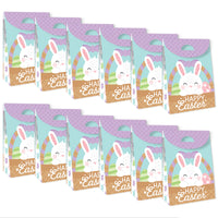 Spring Easter Bunny - Happy Easter Gift Favor Bags - Party Goodie Boxes - Set of 12