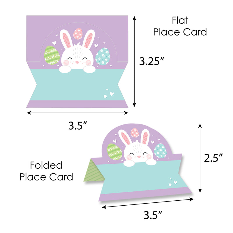 Spring Easter Bunny - Happy Easter Party Tent Buffet Card - Table Setting Name Place Cards - Set of 24