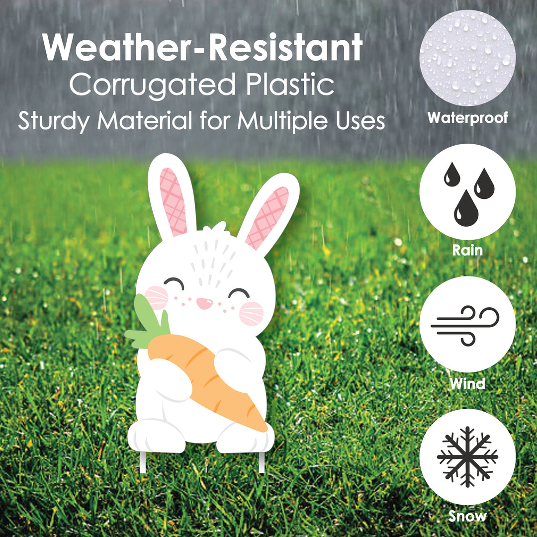 Spring Easter Bunny - Yard Sign and Outdoor Lawn Decorations - Happy Easter Party Yard Signs - Set of 8