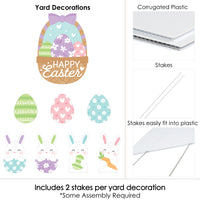 Spring Easter Bunny - Yard Sign and Outdoor Lawn Decorations - Happy Easter Party Yard Signs - Set of 8