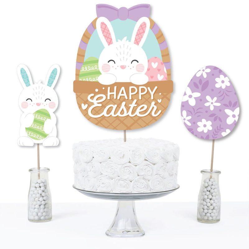 Spring Easter Bunny - Happy Easter Party Centerpiece Sticks - Table Toppers - Set of 15