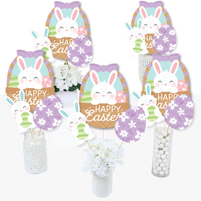 Spring Easter Bunny - Happy Easter Party Centerpiece Sticks - Table Toppers - Set of 15