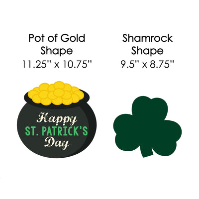 St. Patrick's Day - Shamrock and Pot of Gold Lawn Decorations - Outdoor Saint Patty's Day Party Yard Decorations - 10 Piece