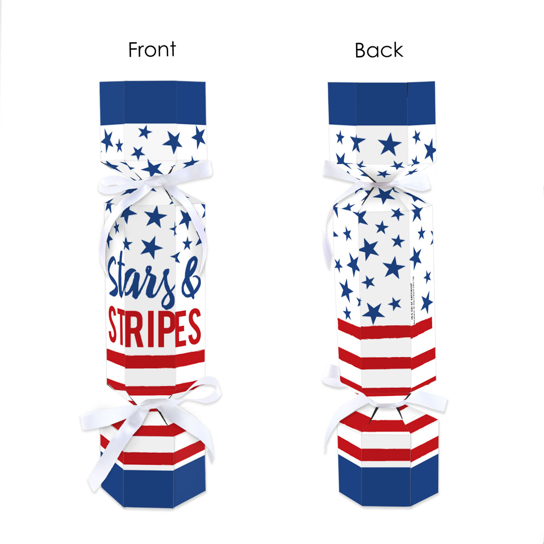 Stars & Stripes - No Snap Patriotic Party Table Favors - DIY Cracker Boxes - Set of 12