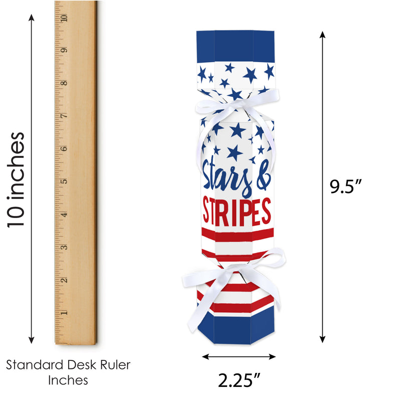 Stars & Stripes - No Snap Patriotic Party Table Favors - DIY Cracker Boxes - Set of 12