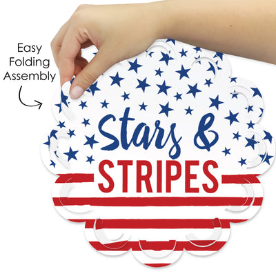 Stars & Stripes - Patriotic Party Round Table Decorations - Paper Chargers - Place Setting For 12