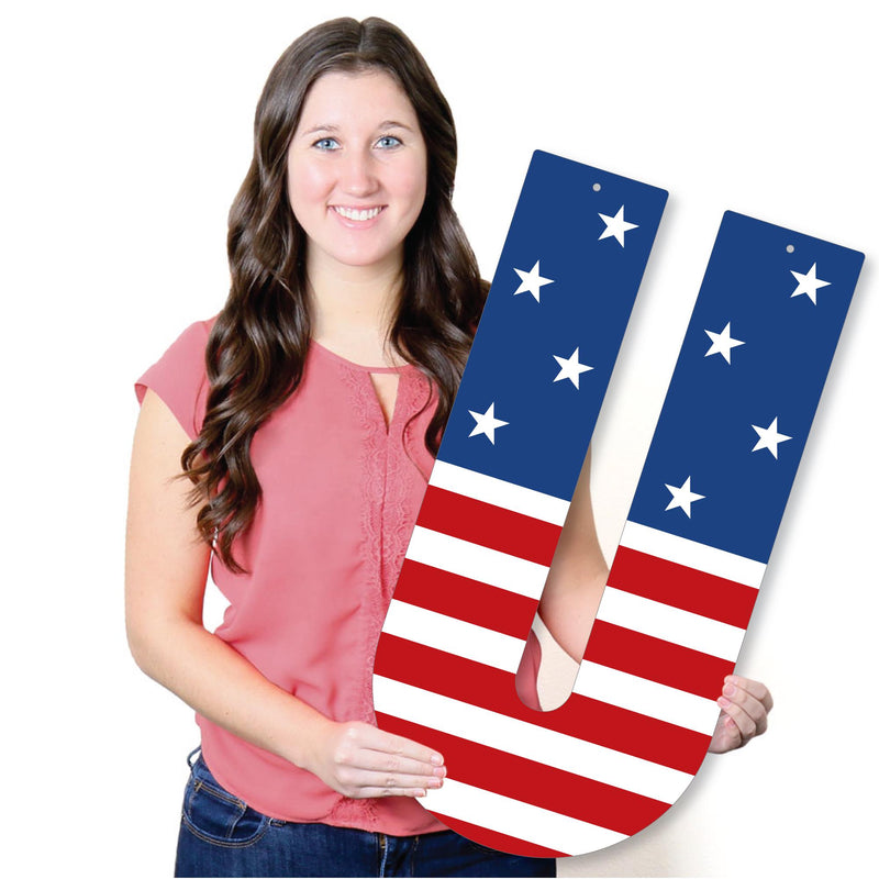 Stars & Stripes - Large Memorial Day, 4th of July and Labor Day USA Patriotic Party Decorations - USA - Outdoor Letter Banner