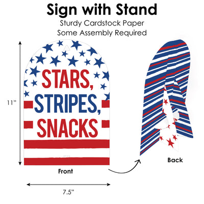 Stars & Stripes - DIY Patriotic Party Signs - Snack Bar Decorations Kit - 50 Pieces