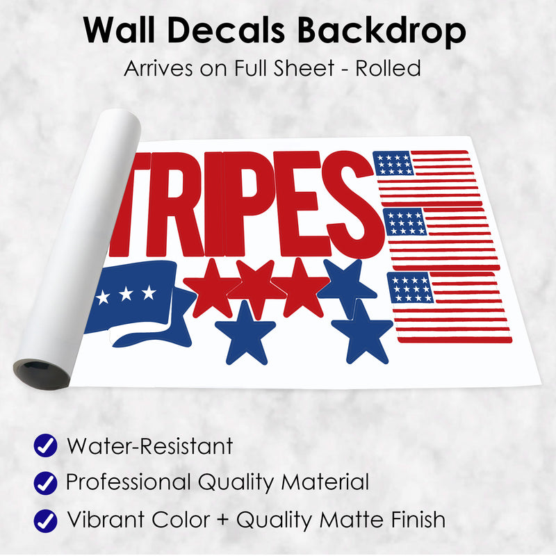 Stars & Stripes - Peel and Stick Patriotic Party Decoration - Wall Decals Backdrop