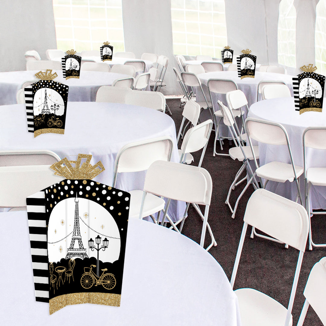 Stars Over Paris - Table Decorations - Parisian Themed Party Fold and Flare Centerpieces - 10 Count