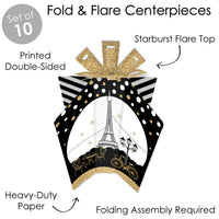 Stars Over Paris - Table Decorations - Parisian Themed Party Fold and Flare Centerpieces - 10 Count