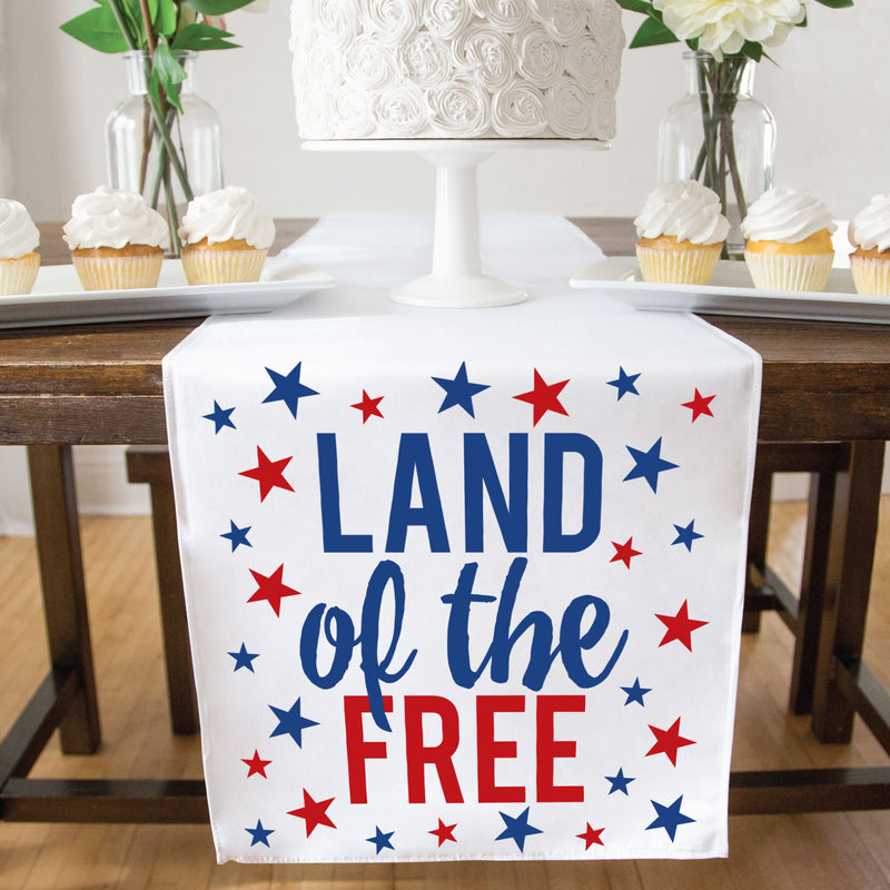 Stars & Stripes - Patriotic Party Dining Tabletop Decor - Cloth Table Runner - 13 x 70 inches