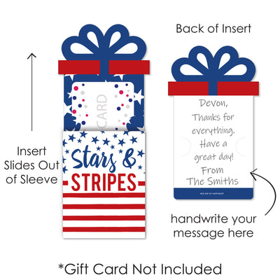Stars & Stripes - Patriotic Party Money and Gift Card Sleeves - Nifty Gifty Card Holders - Set of 8