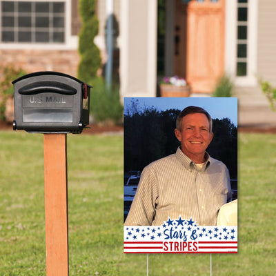 Stars & Stripes - Photo Yard Sign - Patriotic Party Decorations