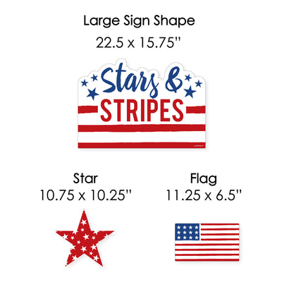 Stars and Stripes - Yard Sign & Outdoor Lawn Decorations - Memorial Day, 4th of July and Labor Day USA Patriotic Party Yard Signs - Set of 8