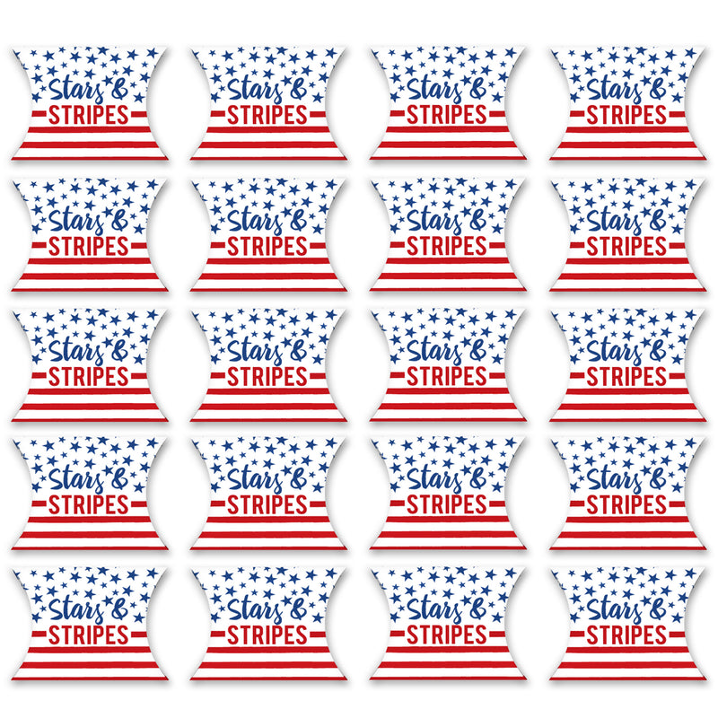 Stars & Stripes - Favor Gift Boxes - Patriotic Party Petite Pillow Boxes - Set of 20