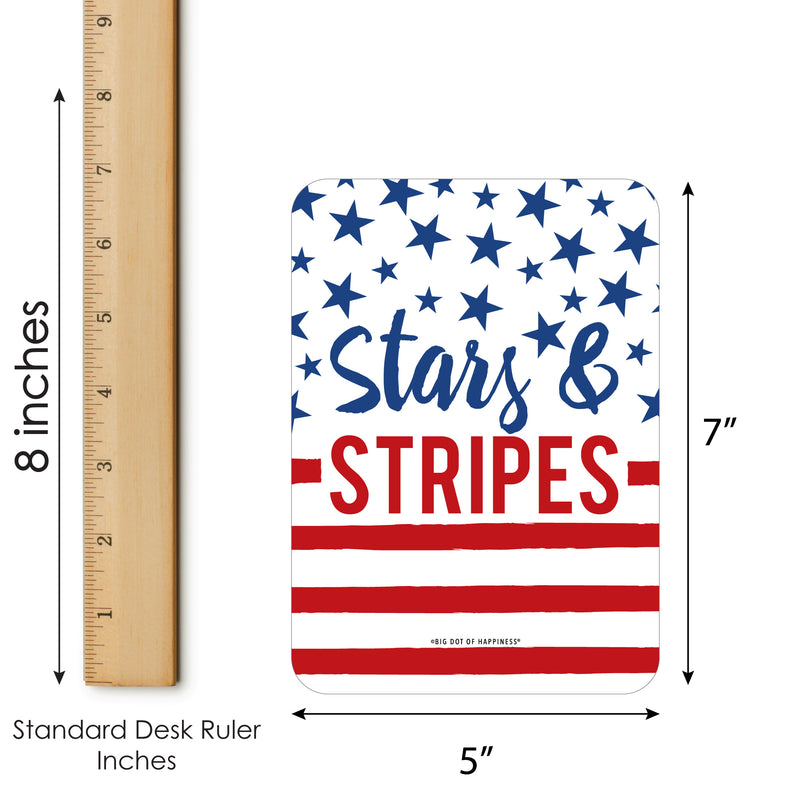 Stars & Stripes - Bar Bingo Cards and Markers - Patriotic Party Shaped Bingo Game - Set of 18