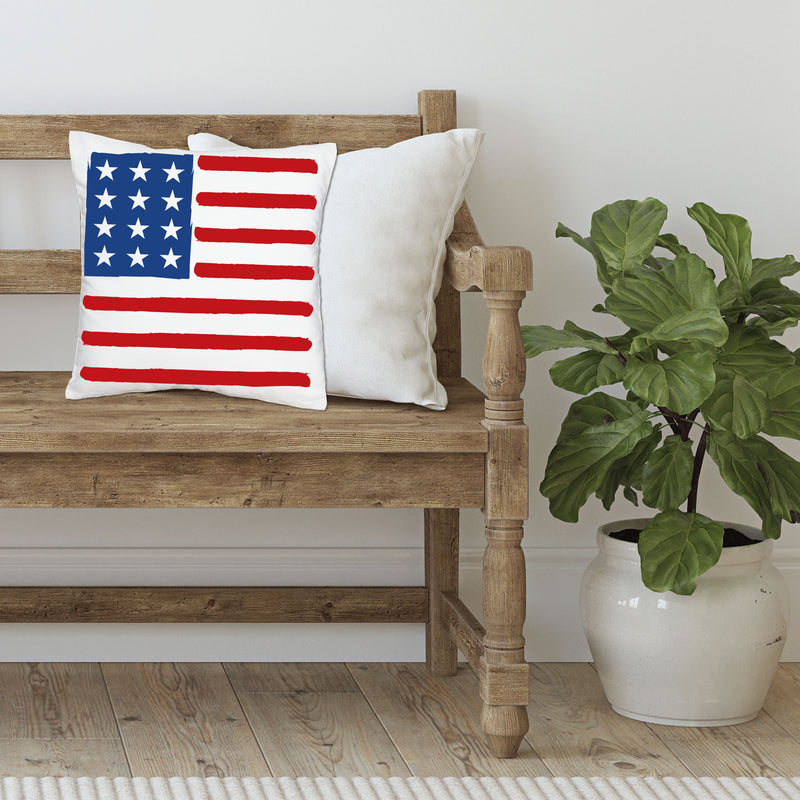 Stars & Stripes - Patriotic Party Home Decorative Canvas Cushion Case - Throw Pillow Cover - 16 x 16 Inches