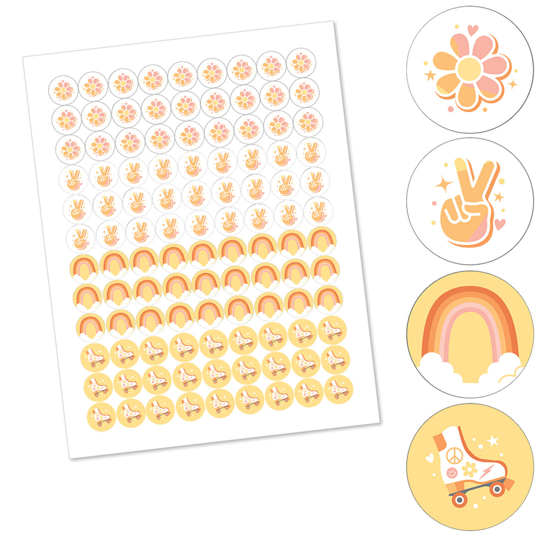 Stay Groovy - Boho Hippie Party Round Candy Sticker Favors - Labels Fit Chocolate Candy (1 sheet of 108)