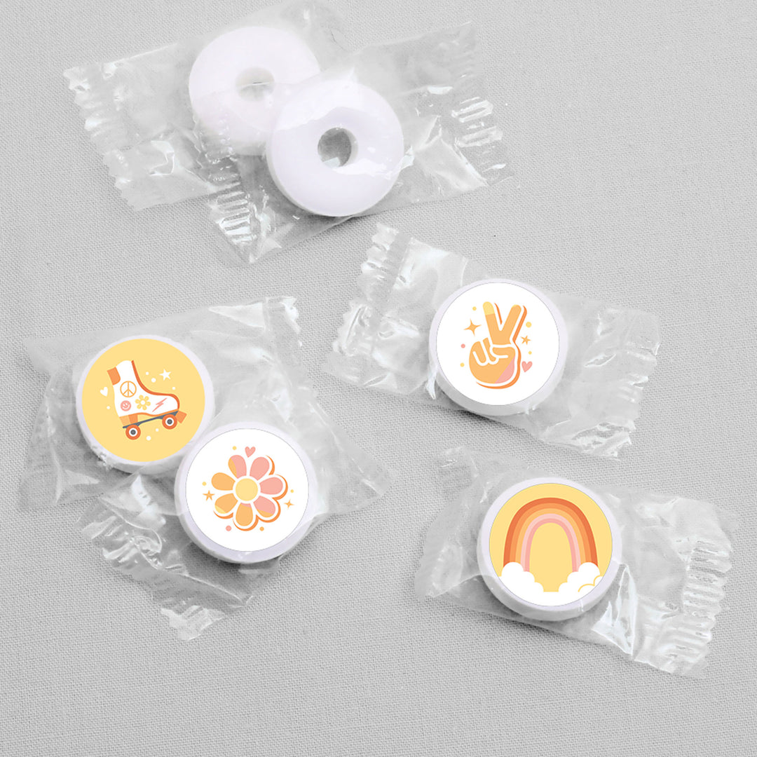 Stay Groovy - Boho Hippie Party Round Candy Sticker Favors - Labels Fit Chocolate Candy (1 sheet of 108)