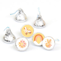 Stay Groovy - Boho Hippie Party Round Candy Sticker Favors - Labels Fit Chocolate Candy (1 sheet of 108)