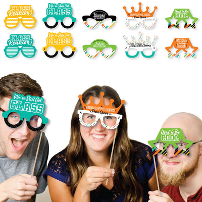 Still Got Class Glasses - Paper Card Stock High School Reunion Party Photo Booth Props Kit - 10 Count