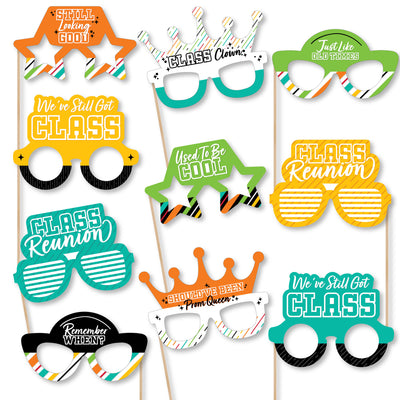 Still Got Class Glasses - Paper Card Stock High School Reunion Party Photo Booth Props Kit - 10 Count