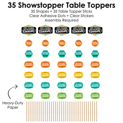 Still Got Class - High School Reunion Party Centerpiece Sticks - Showstopper Table Toppers - 35 Pieces