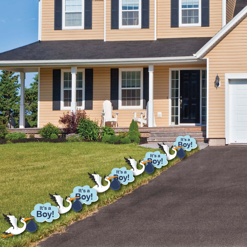 Boy Special Delivery - Baby Announcement Lawn Decorations - Outdoor Blue Stork Baby Shower Yard Decorations - 10 Piece