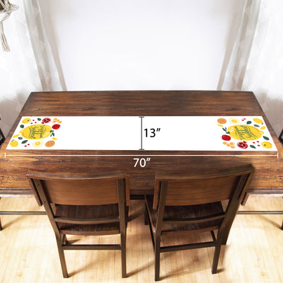 Sukkot - Sukkah Jewish Holiday Dining Tabletop Decor - Cloth Table Runner - 13 x 70 inches