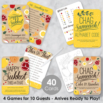 Sukkot - 4 Sukkah Jewish Holiday Games - 10 Cards Each - Gamerific Bundle